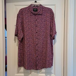 Rodd & Gunn Polo Shirt Men's Size 2XL Pink & Purple Floral Linen Button Up
